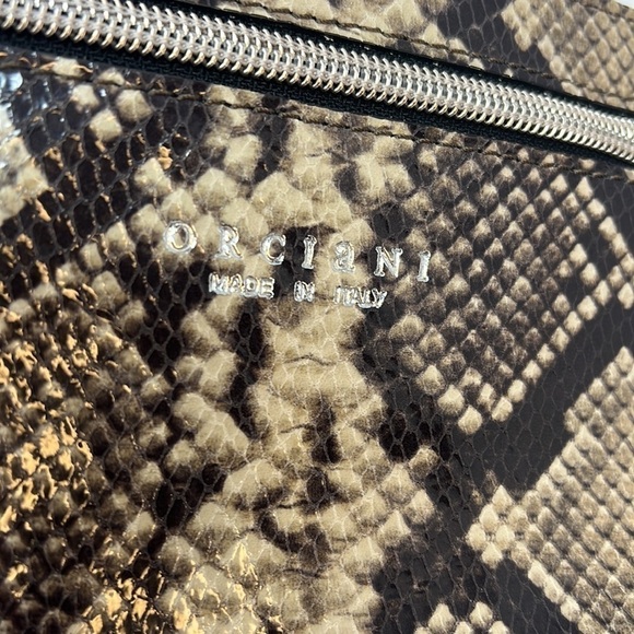 Orciani Snakeskin Print Patent Leather Tote Double Zip Shoulder Bag Italy - Picture 9 of 15